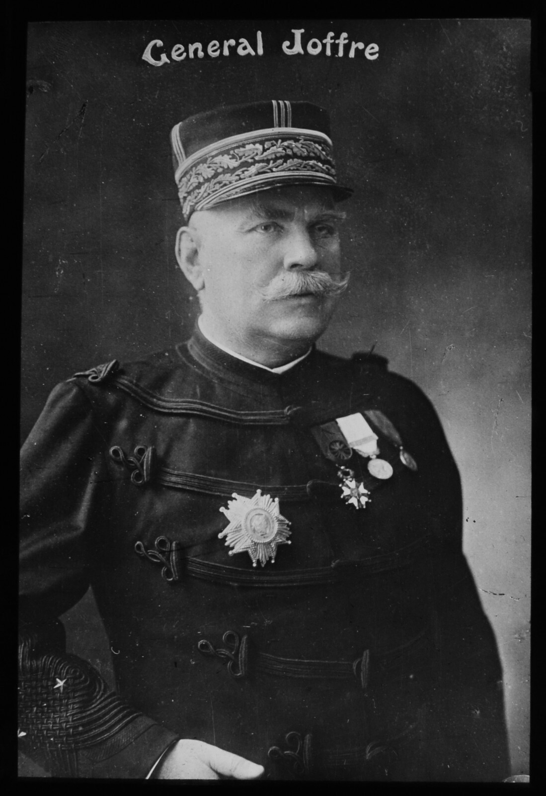 ANTIQUE Magic Lantern Slide GENERAL JOFFRE CIRCA WW1 PHOTO FRENCH GENERAL 