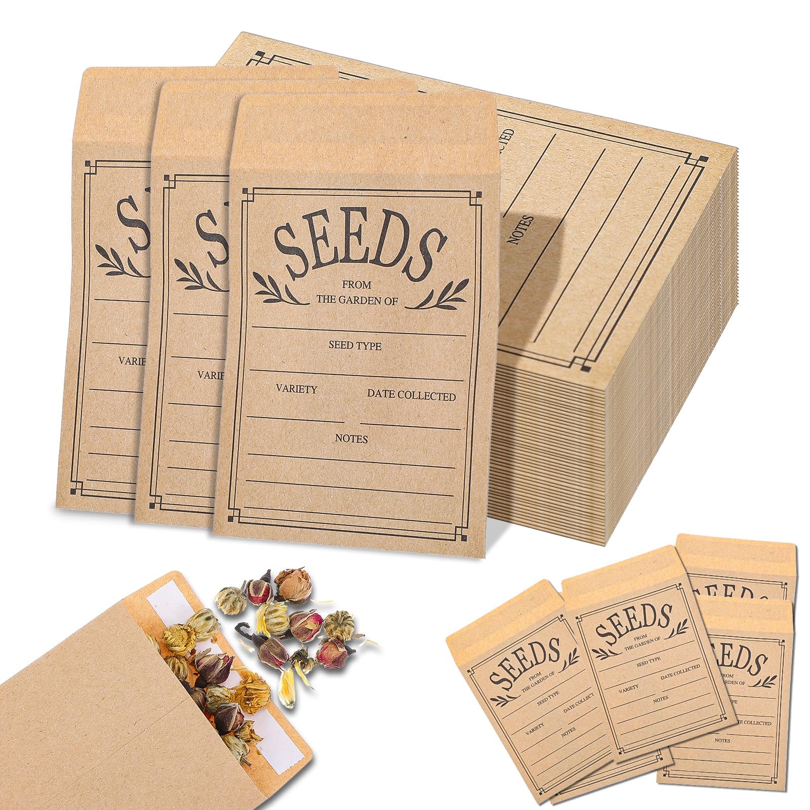 200 Pcs Seed Envelopes, Packets Self Adhesive Sealing Seed... 