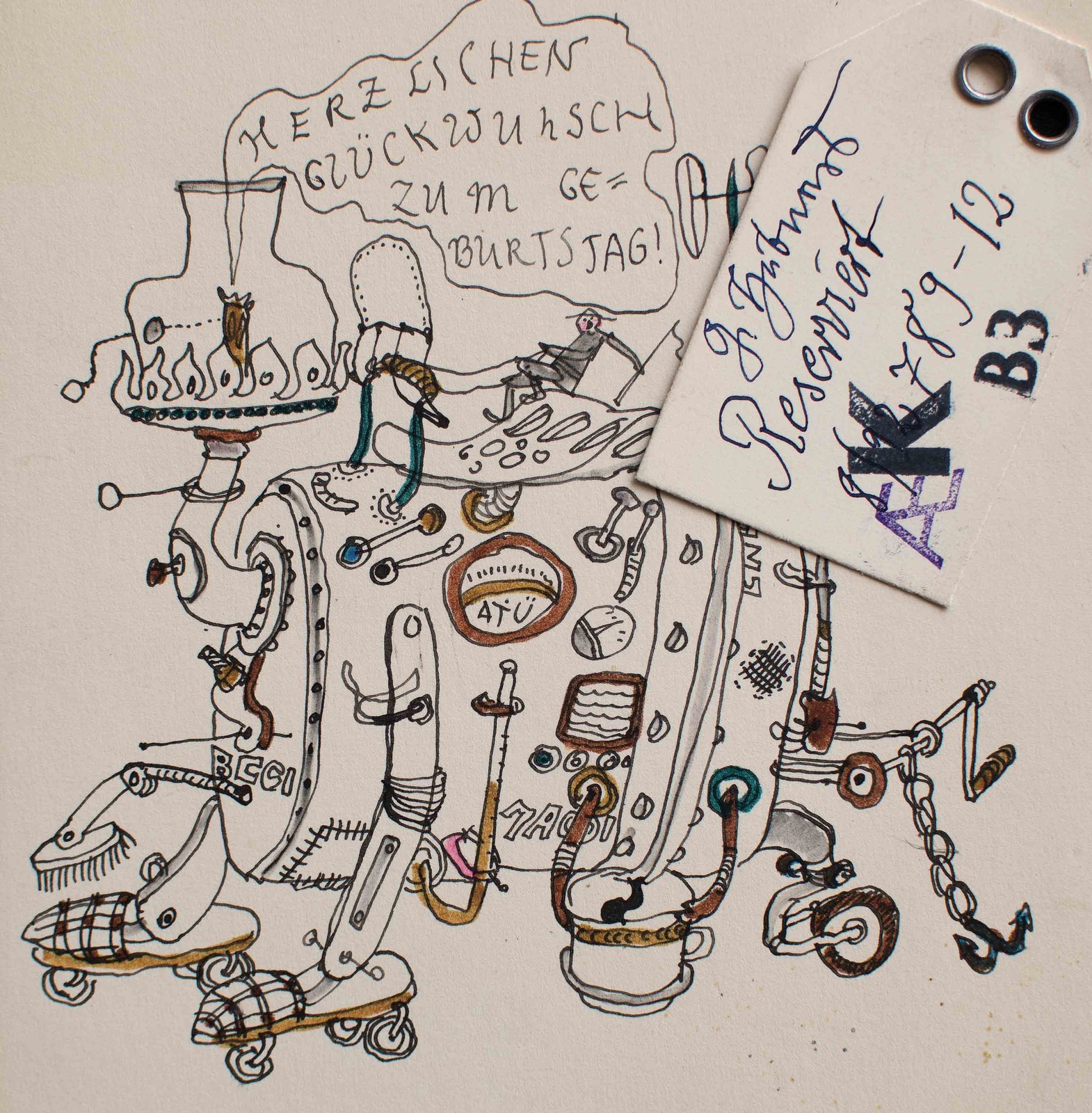 Manfred Butzmann Happy Birthday Card East German Art Etching 1969