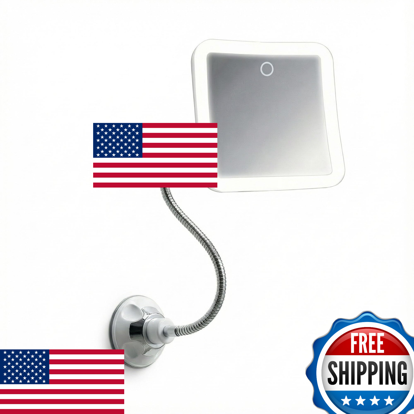 Fancii 10x LED Flexible Magnifying Mirror, 3 Light Settings, Rechargeable