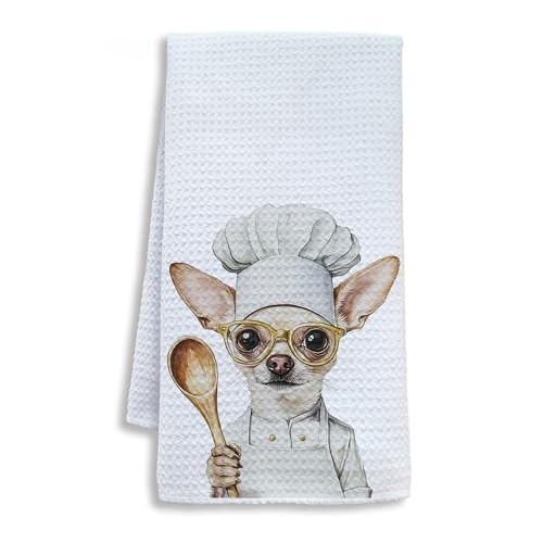 Funny Dog Kitchen Towels Gifts for Women Dish Tea Towels for Kitchen, Chihuahua