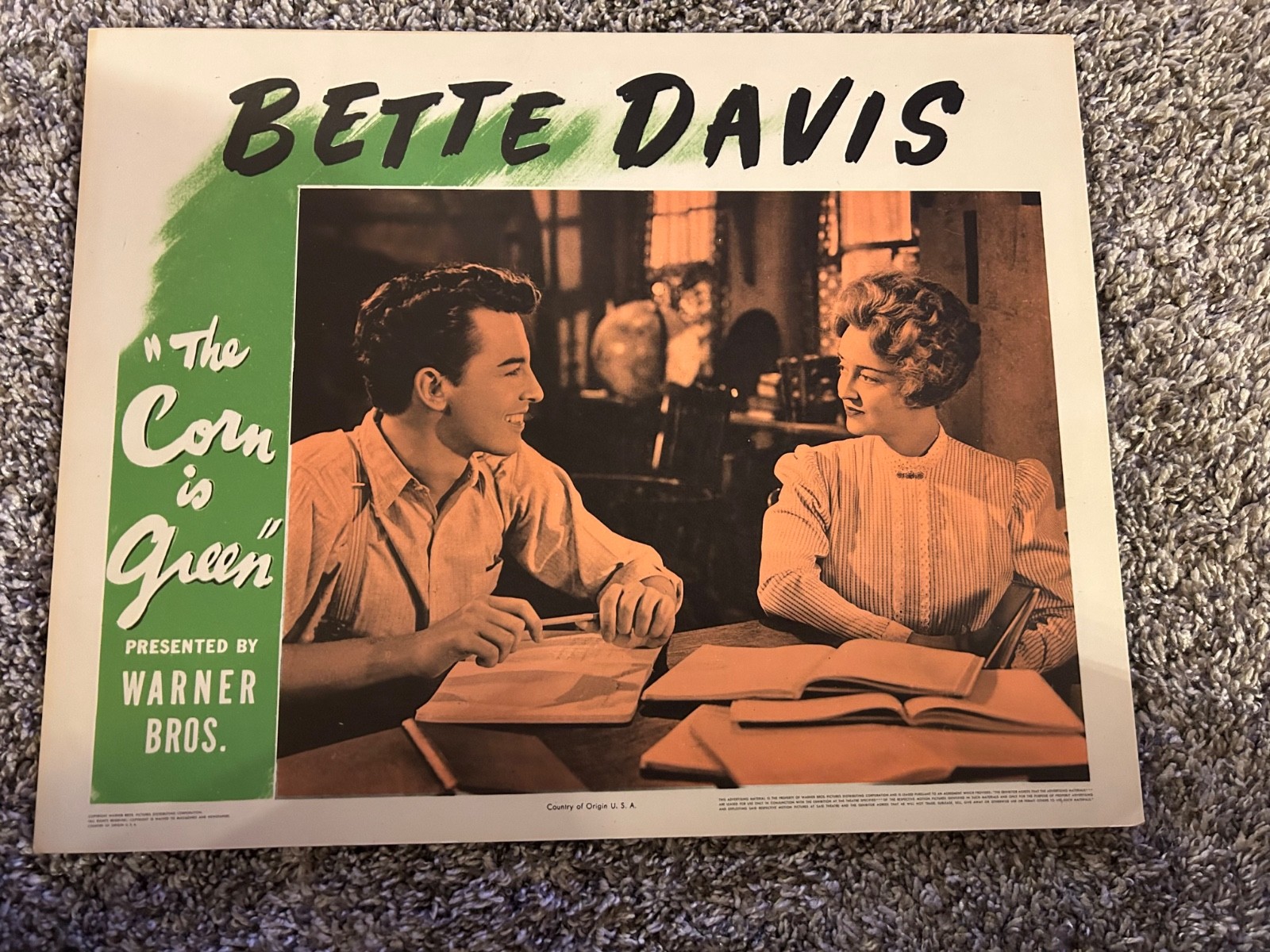 Vintage Movie Lobby Card "The Corn is Green" 1945