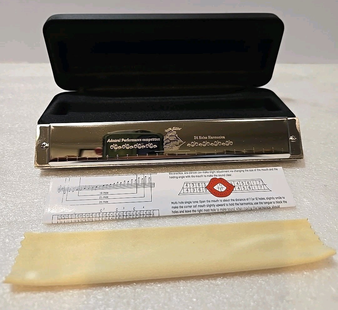 Eastar Admiral 24 Holes Harmonica, Key of C Tremolo with Case