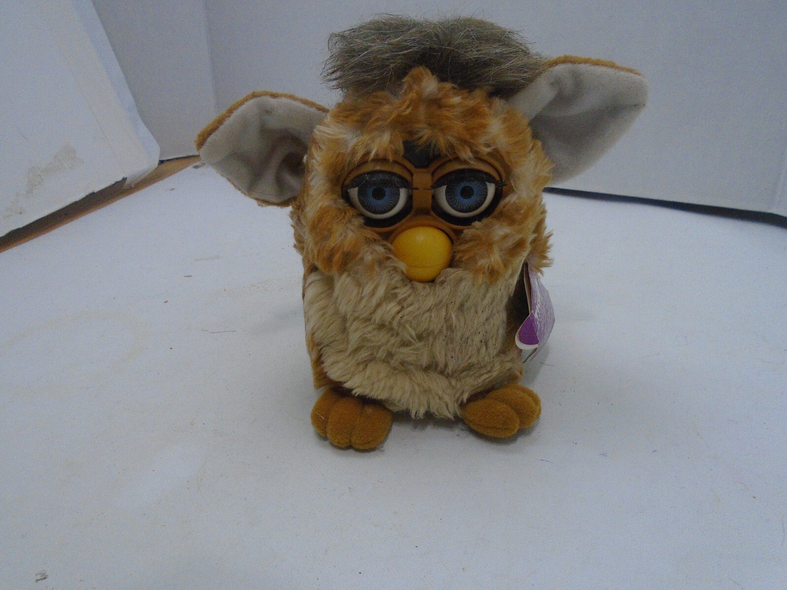 Vtg 1998 Tiger Furby Interactive Toy Tan Brown Blue Eyes 1 Eye Lash Loose Works