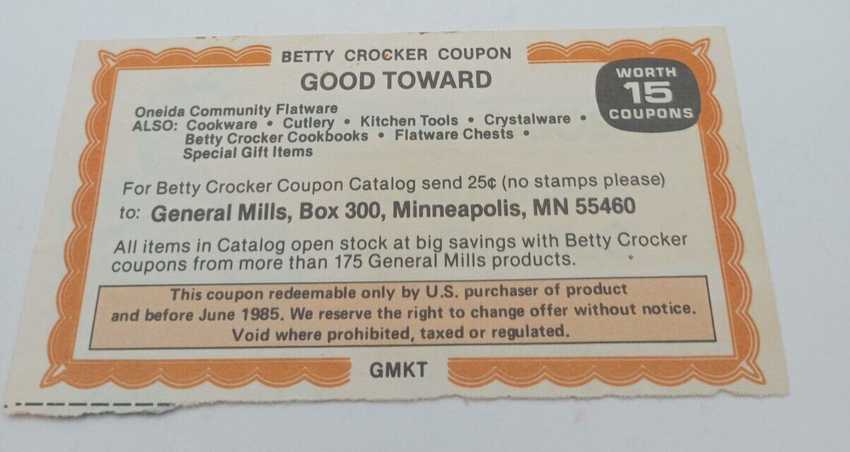 Vintage Betty Crocker Coupon Worth 15 Coupons