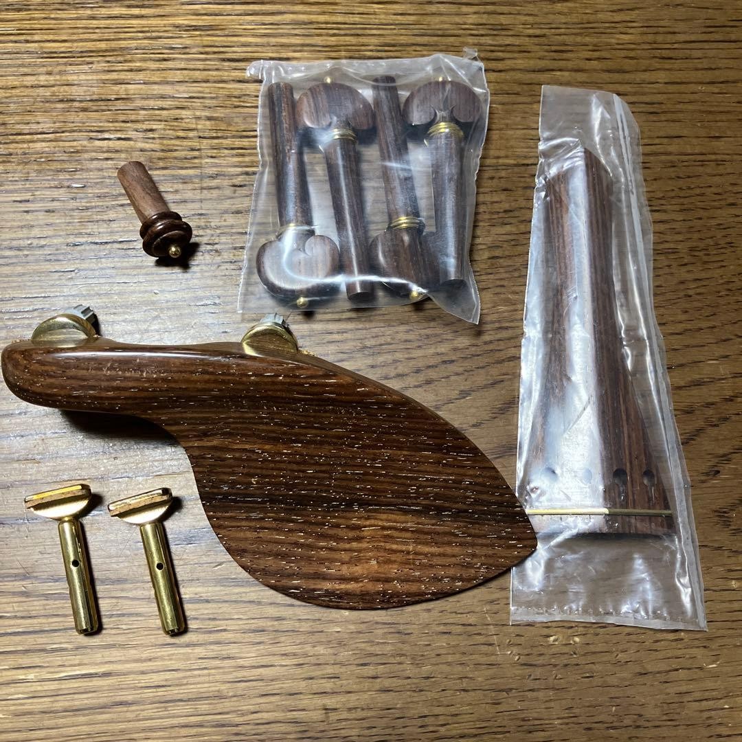 Violin parts set chin rest tailpiece end pin peg