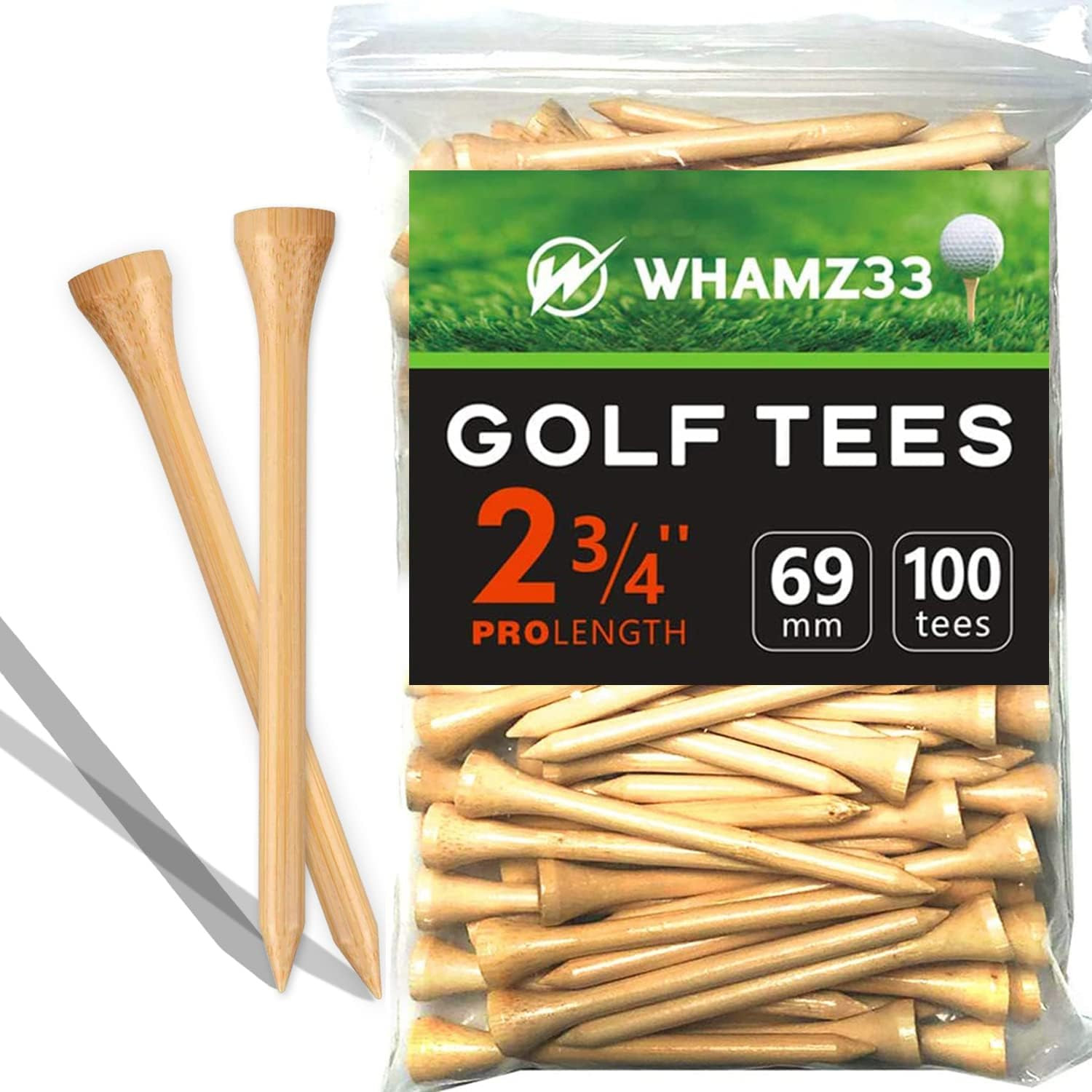 Professional Wooden Golf Tees 2 3/4 inch Tee Pack of 100 Golf Tee