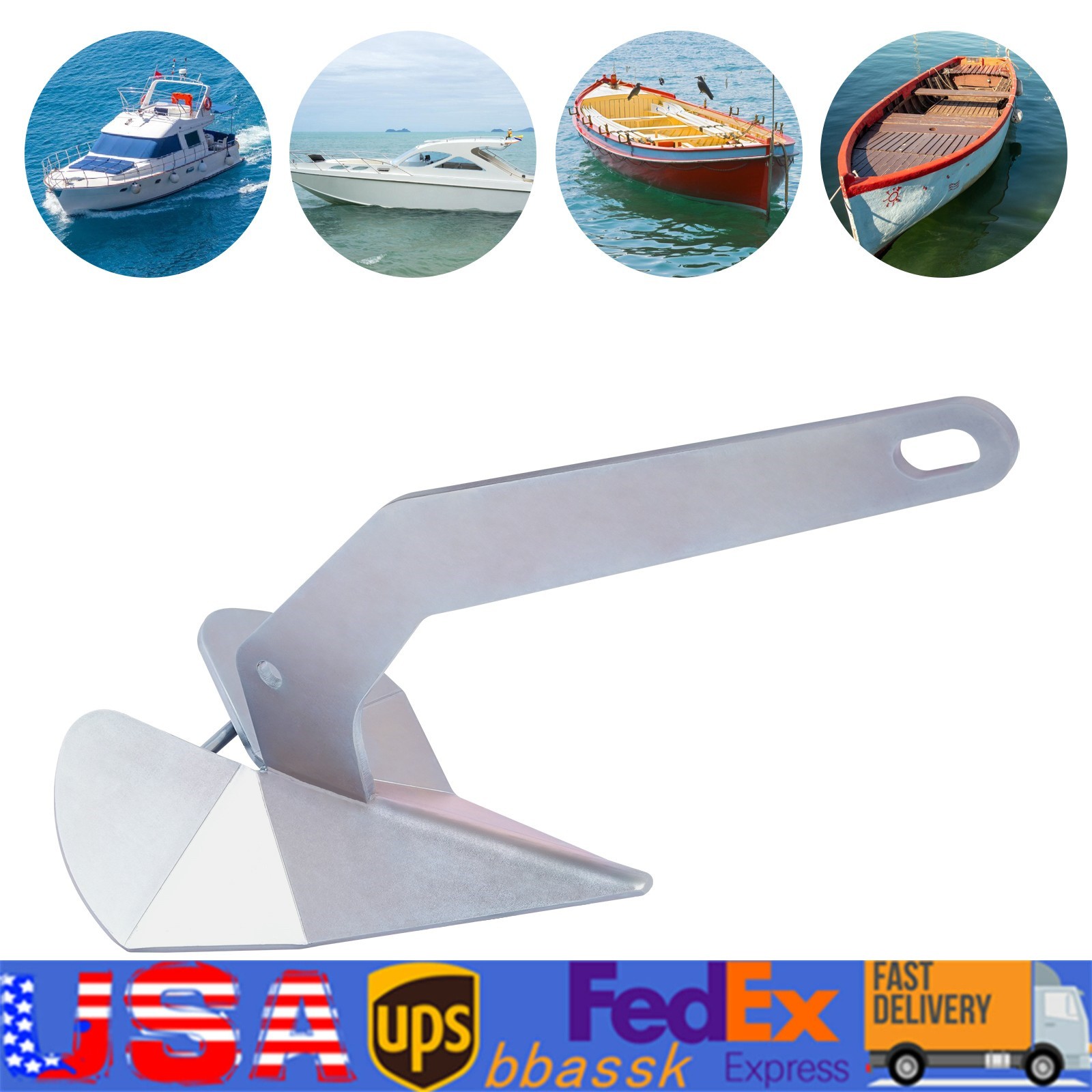 For 20-35ft Boats Triangular Plow Anchor Steel Anchor Galvanizing Boat Anchor