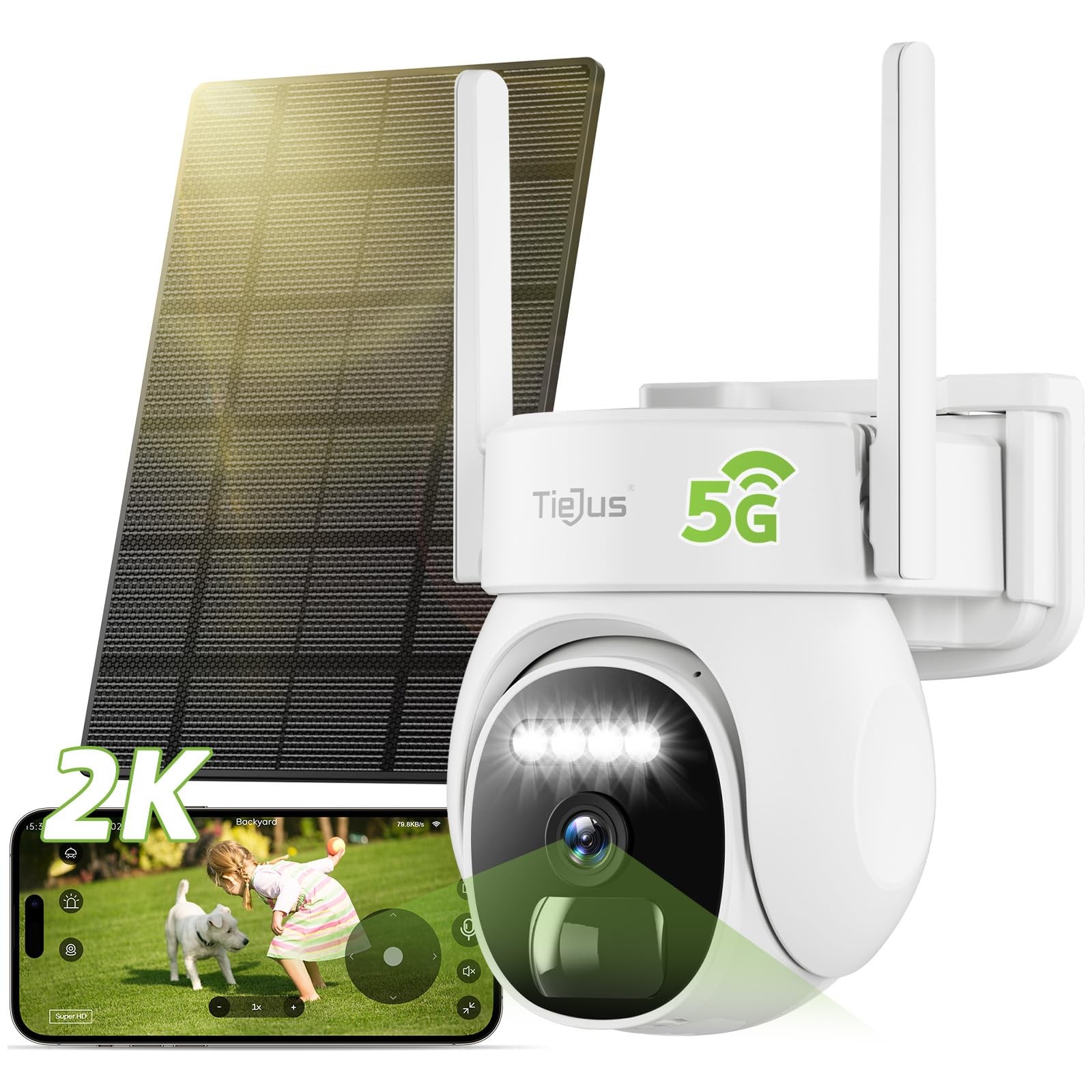 2.4G 5G Security Cameras Wireless Outdoor 2K Solar 360 PTZ Battery Alexa