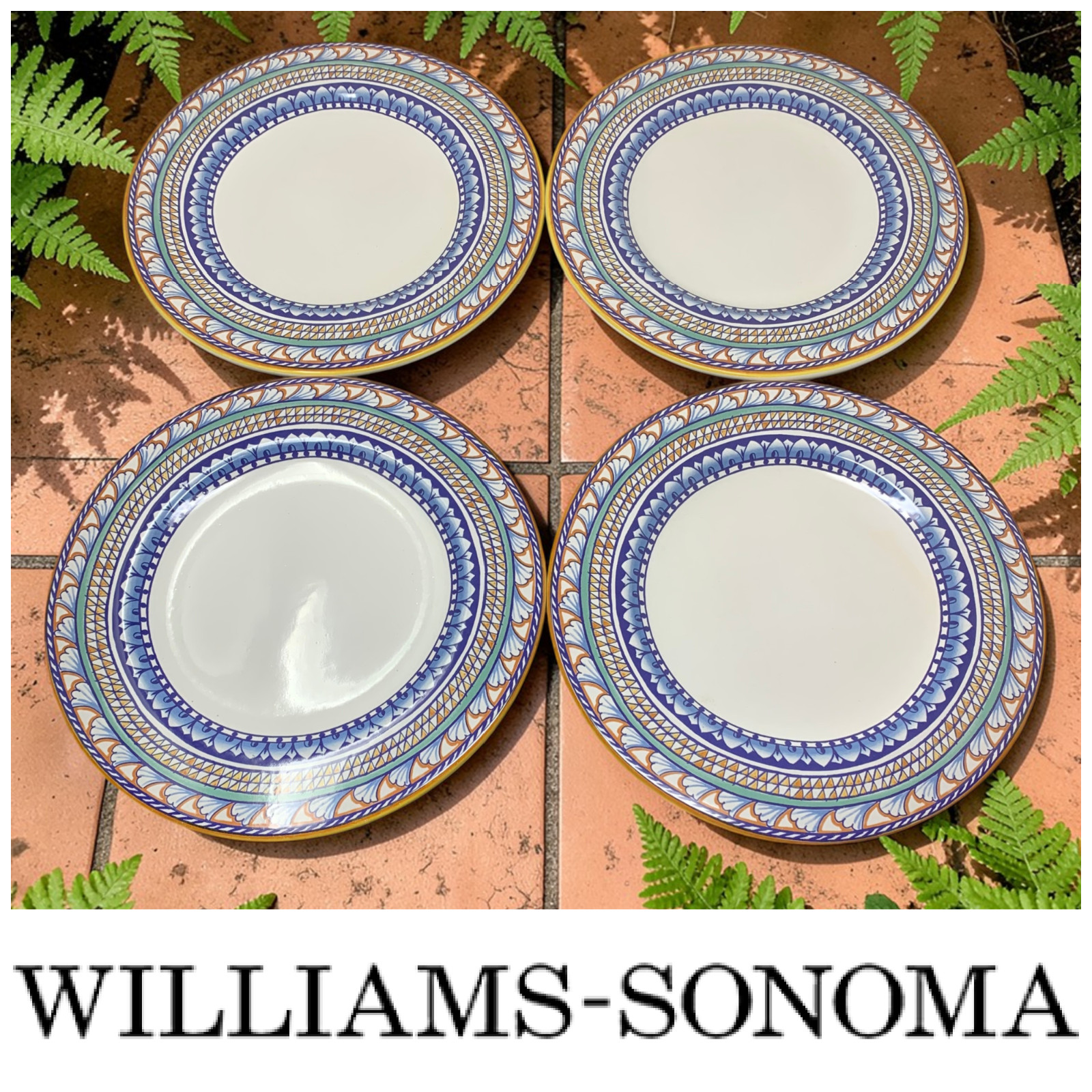 Lot 4 Williams Sonoma Italian Pottery Plates Oversized 12” Mediterranean Dinner