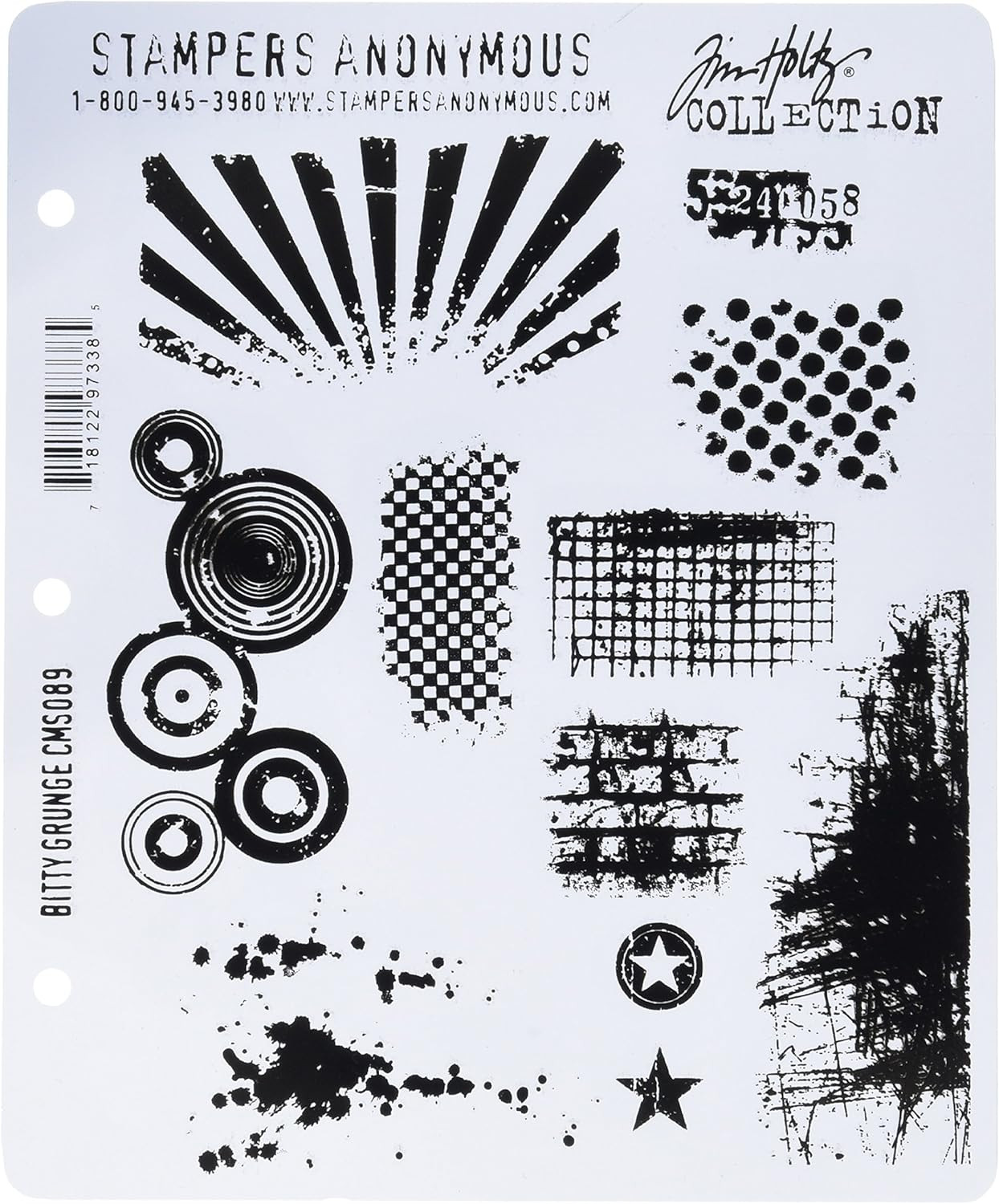 Tim Holtz Large Cling Rubber Stamp Set, Bitty Grunge