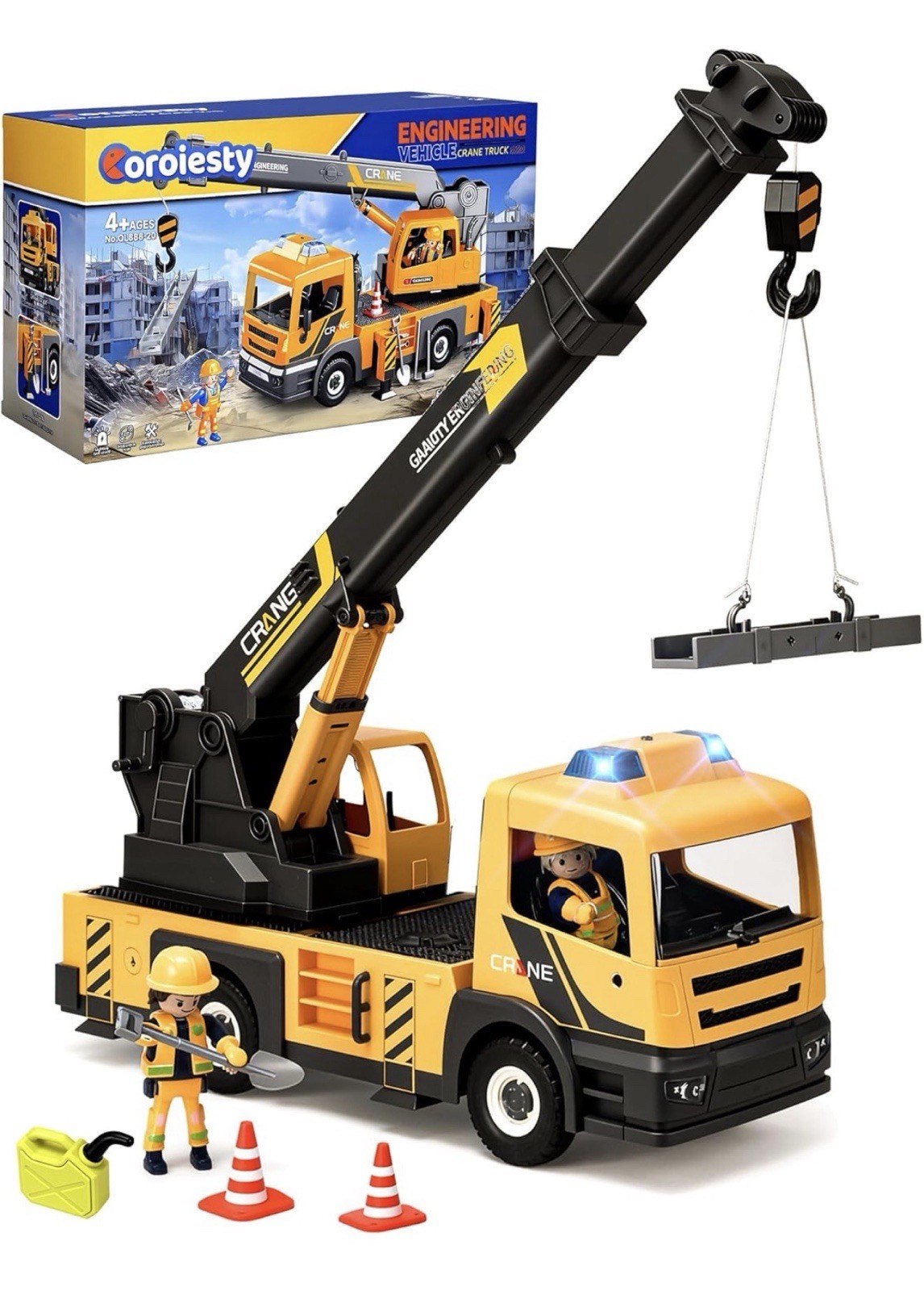 Coroiesty Engineering Vehicle Crane Truck with Lights & Sounds Brand New