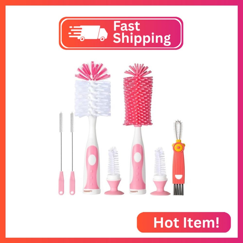 5 in 1 Bottle Cleaner Brush Set with Nylon and Silicone Bottle Brush, Straw Brus