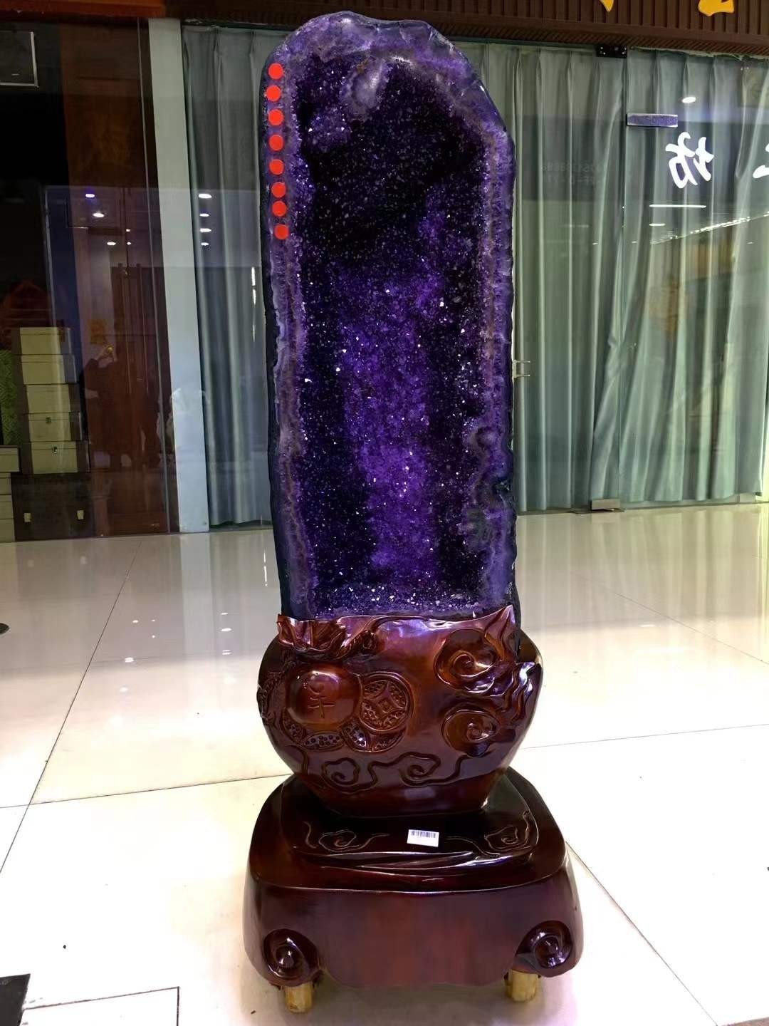 129LB Natural amethyst Geode Mineral Specimen Quartz Energy Healing+stand