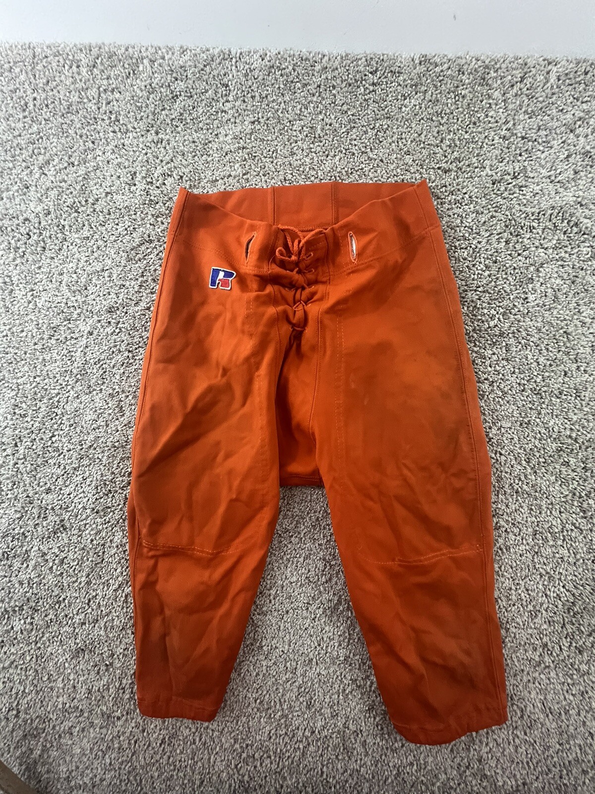 Vintage Men's Russell Athletic Lace Up Football Pants Sz Medium Orange