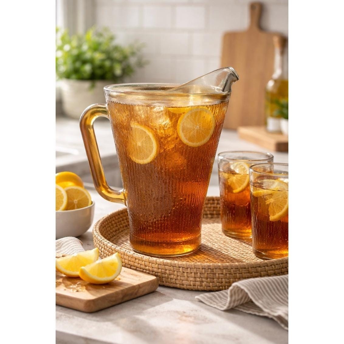 Vintage Jeannette Amber Glass Pitcher Carnival 1970's Marigold Tree Bark