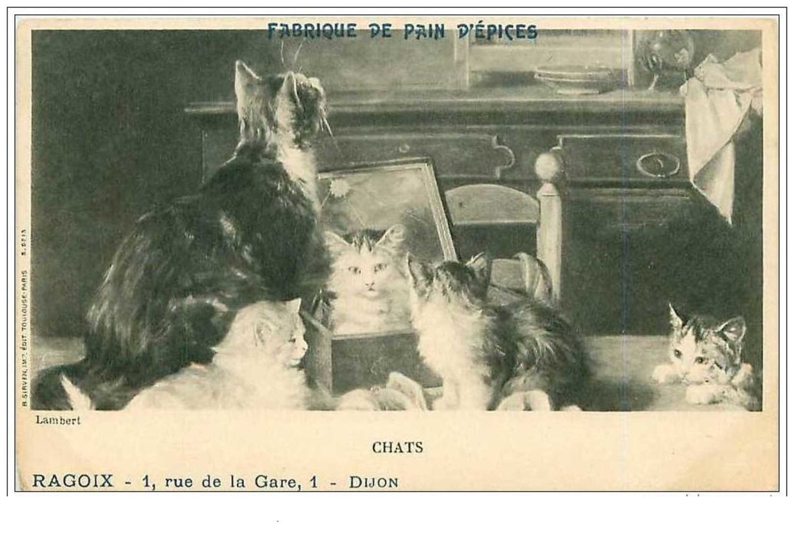 Cats No. 1921 Cats Reflecting In A Mirror