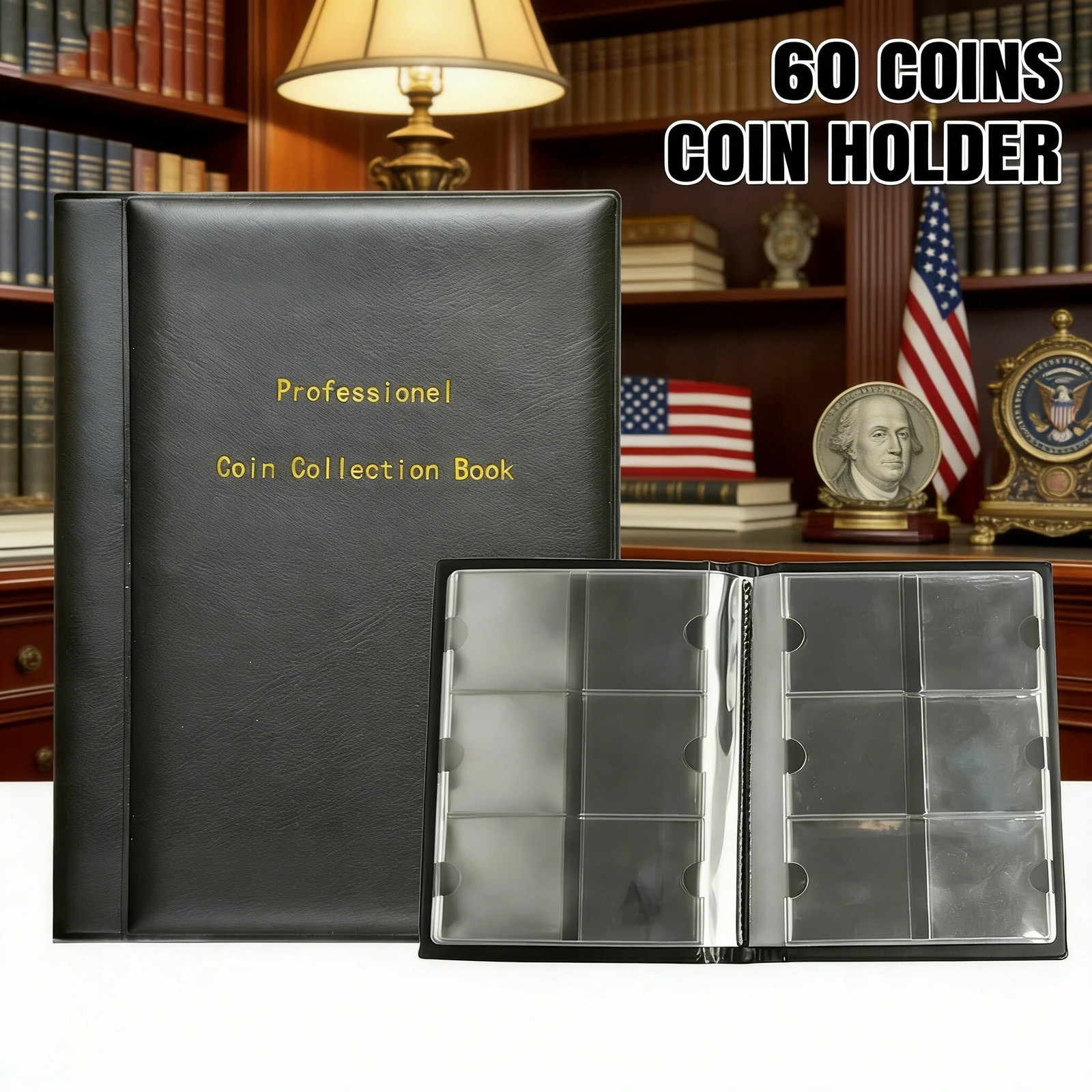 Coin Stock Collection Book: 1 Pack 60 Pockets Penny & Money Storage Album