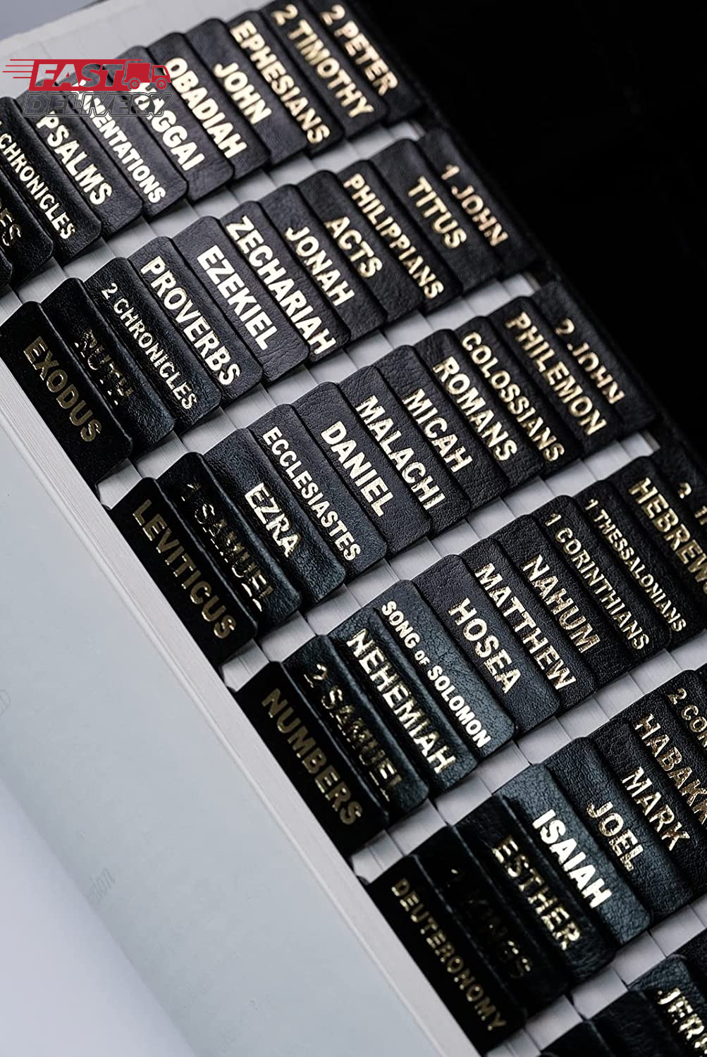 Upafexxi-Leather Bible Tabs, Bible Tabs for Women and Men(Gold Foil Lettering) L