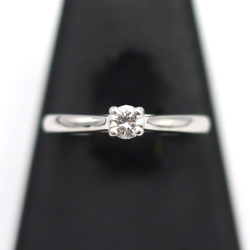 Solitaire Ring Natural Diamond 0,12ct SI2-G White Gold 18K Used Italy