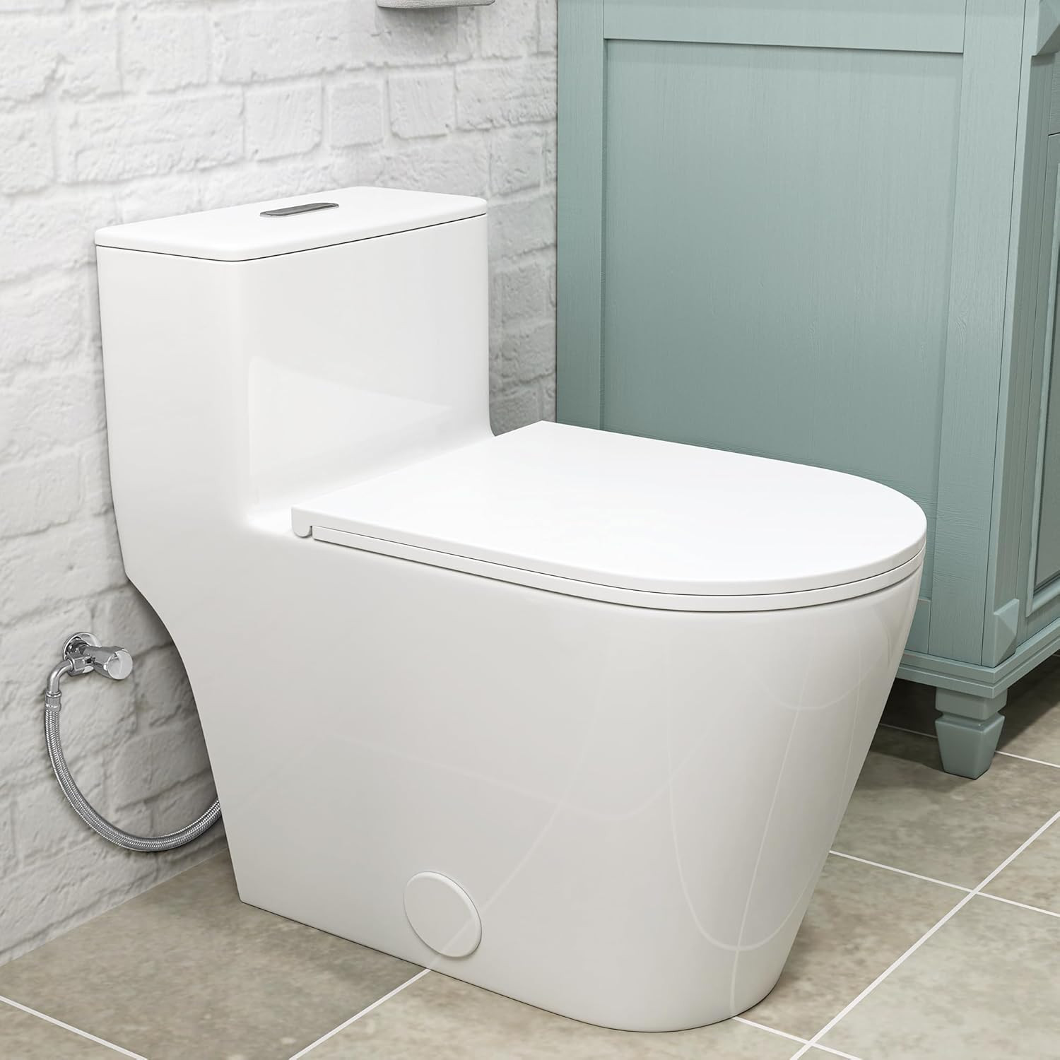 Compact One-Piece Elongated Toilet Dual Flush 1.1/1.6 GPF Siphon Flushing, 12 In