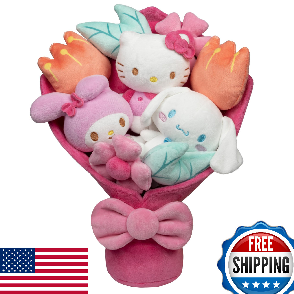Jazwares Hello Kitty Friends 12" Plush Bouquet - 3 Characters & 6 Plush Flowers