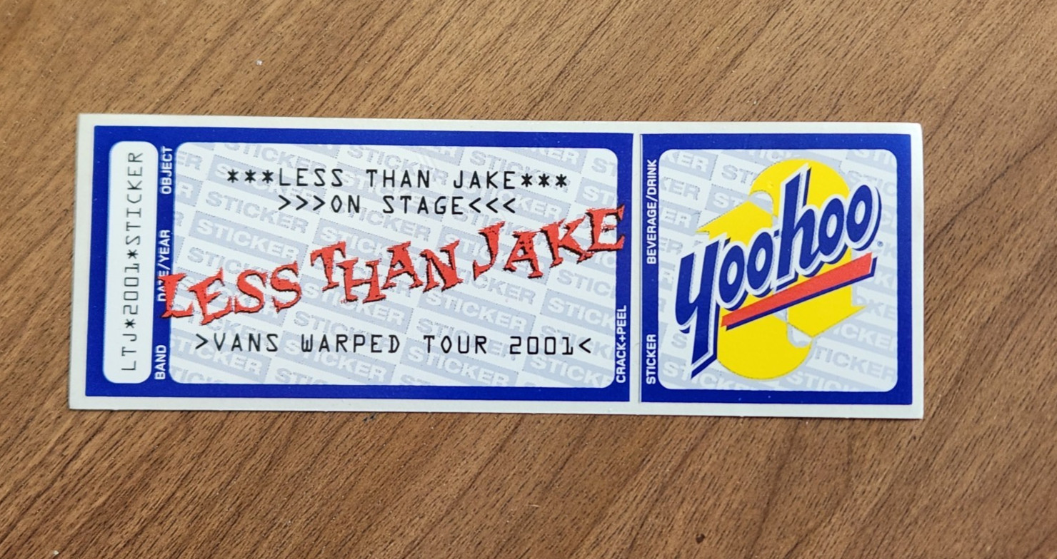Less Than Jake Vans Warped Tour 2001 Sticker, Yoo-hoo, NOS, New, Unused