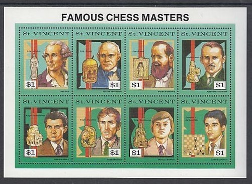 Saint Vincent - Post Office Yvert 1378/85 ** Mnh Chess Players