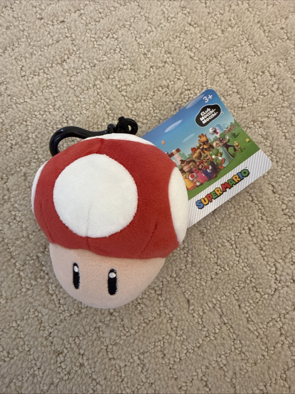 Super Mario Club Mocchi Mushroom Plush Clip-On New