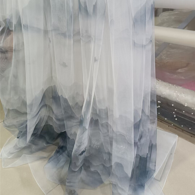 Chinese Mesh Fabric Tie-dye Sewing Craft for Hanfu Dress Background Curtain DIY