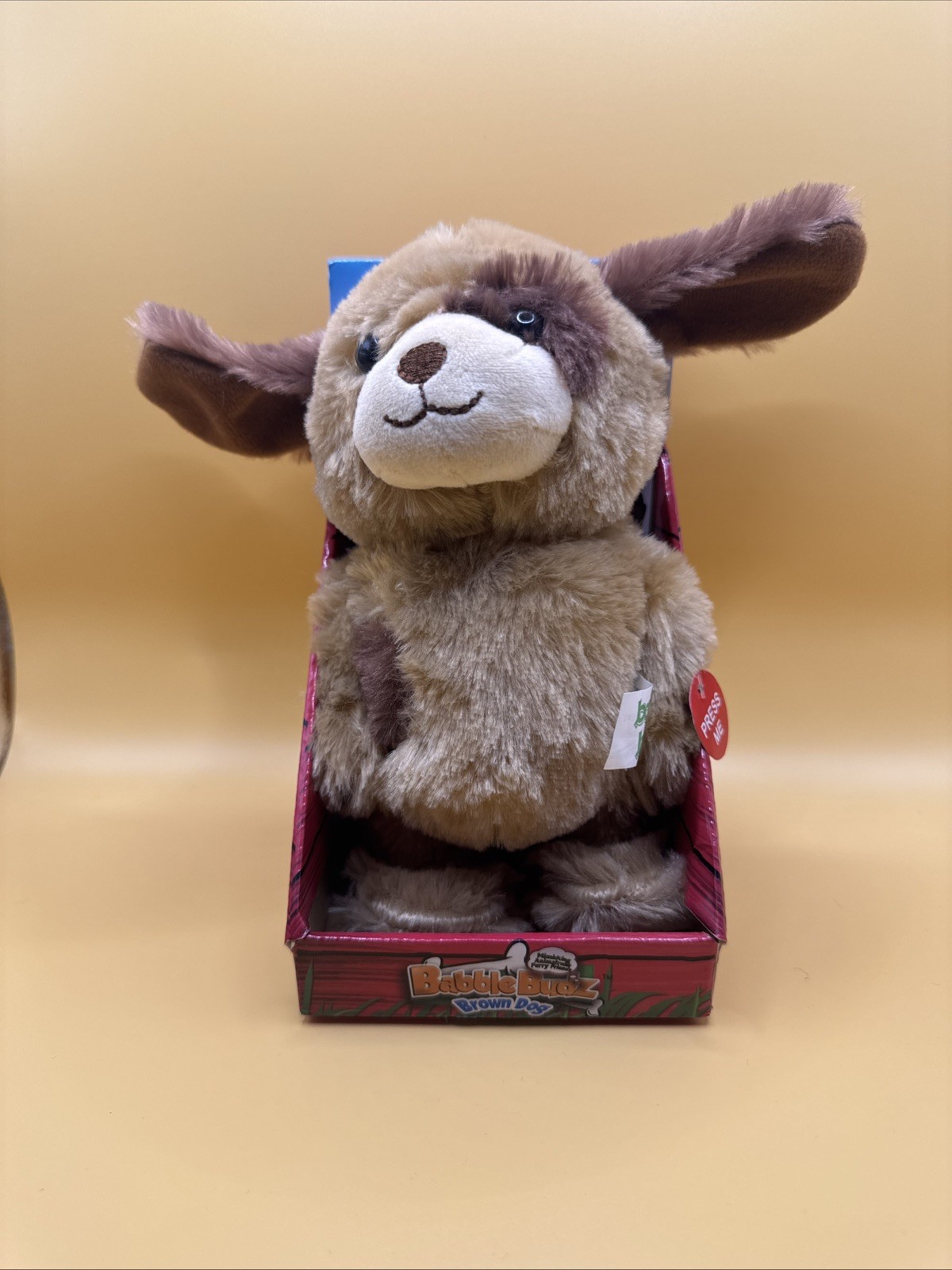 MINDSCOPE BABBLE BUDZ  BROWN DOG TOY PLUSH THE UNTESTED NEW IN PACKAGE