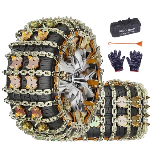 Tire Chains for Car/SUV/Pickup Trucks, Adjustable Universal Emergency 8