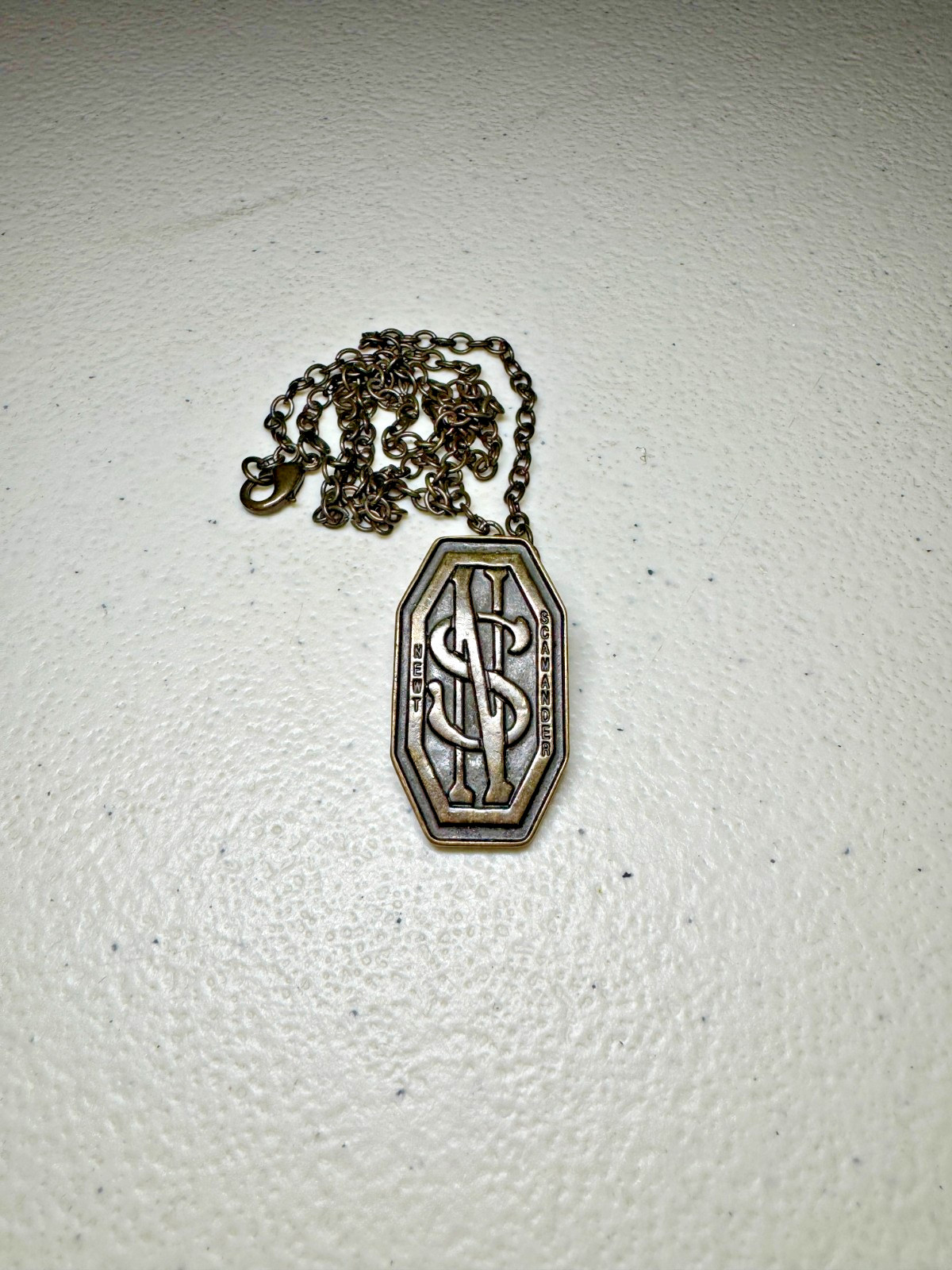 Warner Bros. Official Newt Scamander Monogram Necklace Pendant & Pin - HP Wizard