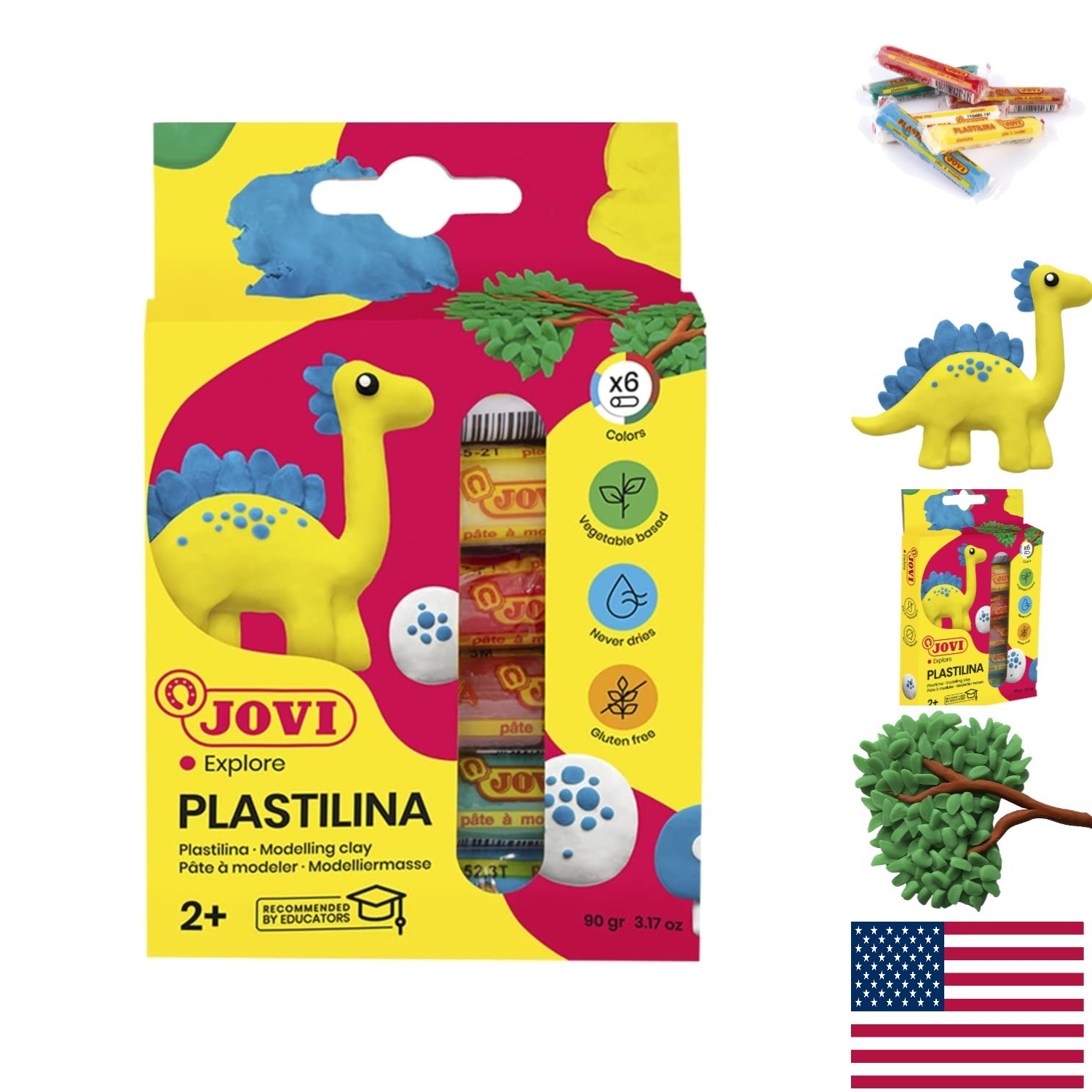 Plastilina Non-Drying Modeling Clay Set of 6 Colors - Perfect for Young Artists
