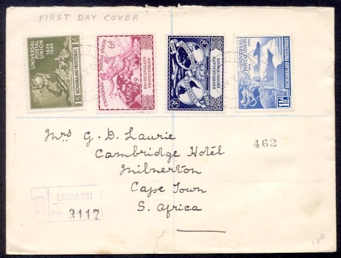 BECHUANALAND 1949 UPU SET REG TO SOUTH AFRICA