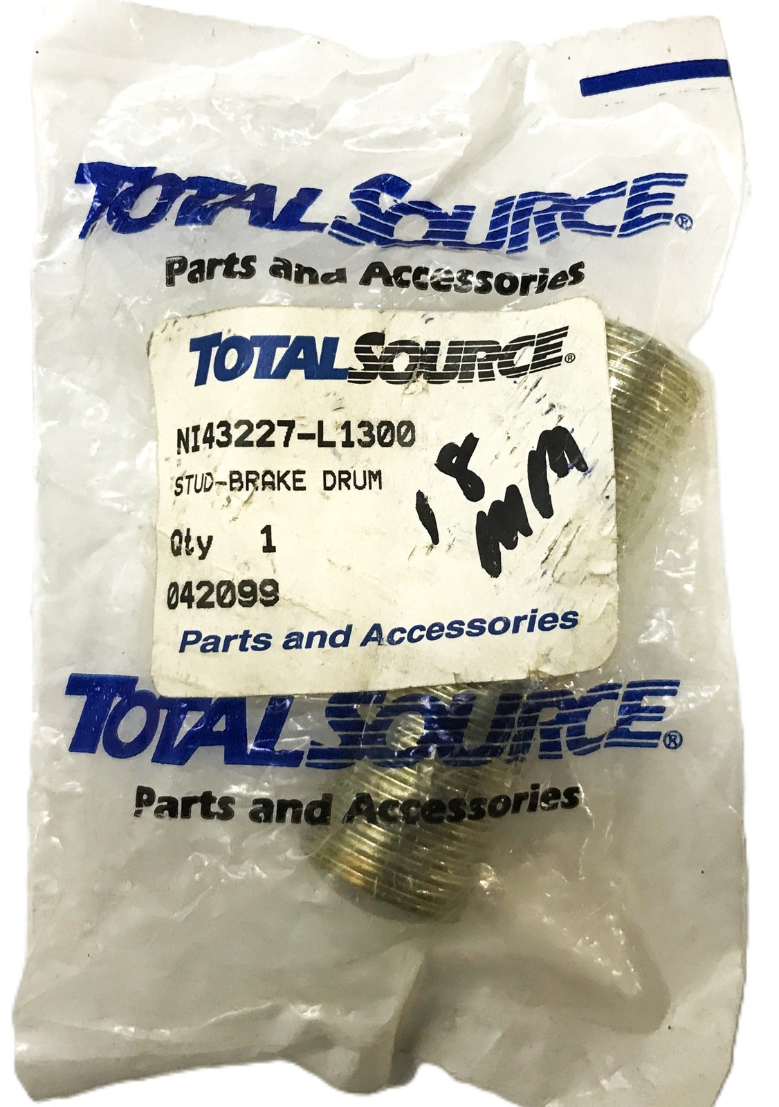 Total Source Forklift Nissan Brake Drum Stud NI43227-L1300 [Lot of 2] NOS