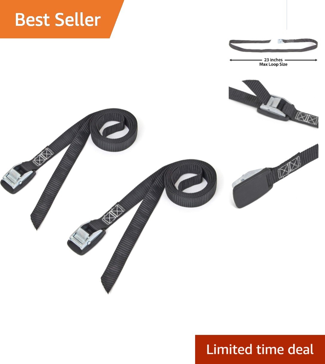 Adjustable 4ft Tie-Down Straps with Cam Buckle - 200 lb WLL for Secure Transport