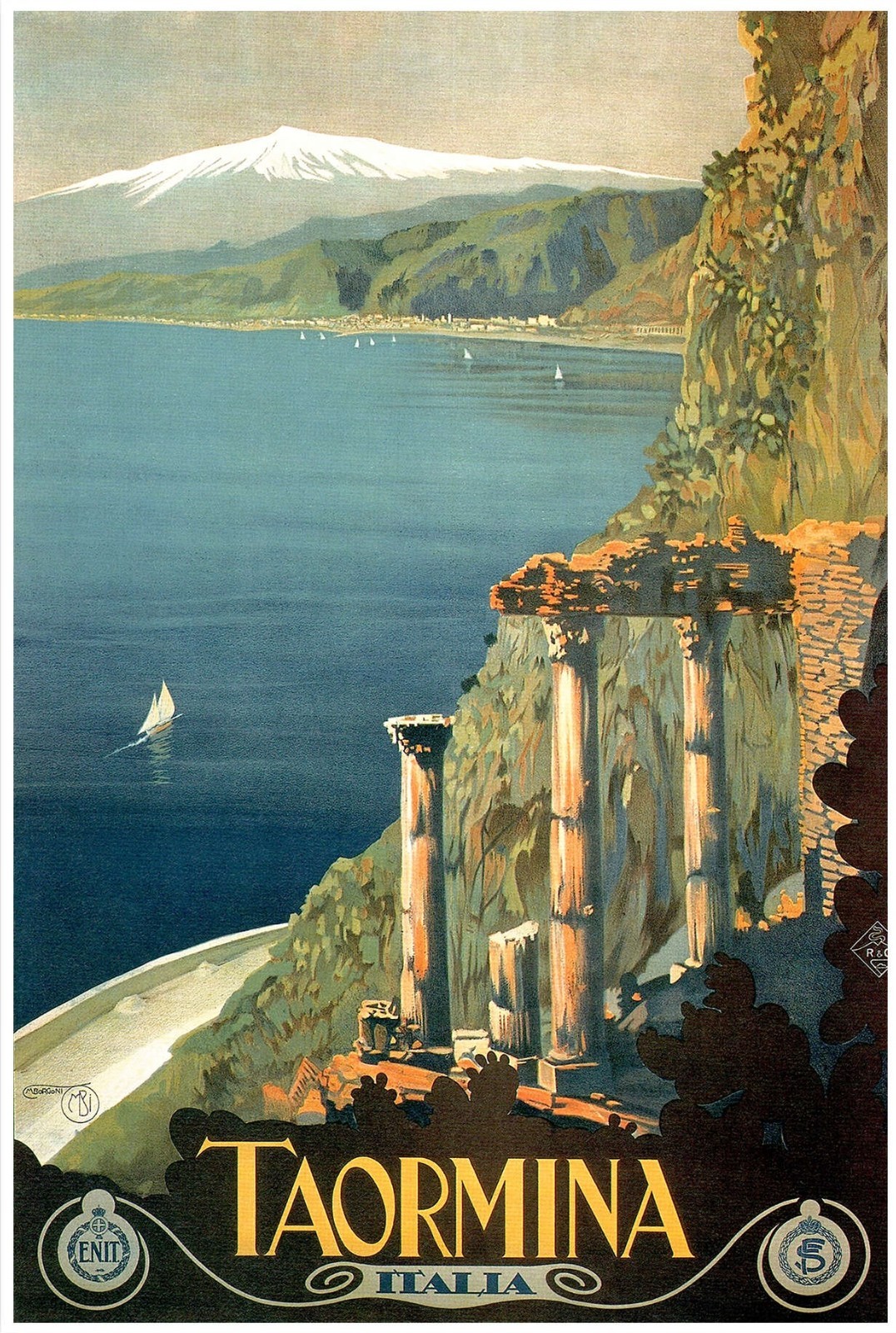 Taormina Italy Italian Vintage Travel Poster Print
