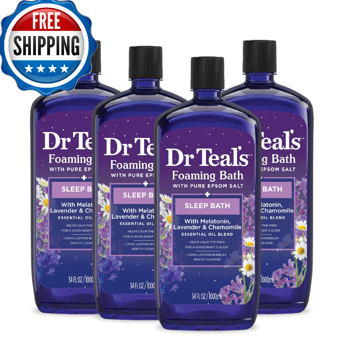 Dr Teal's Sleep Foaming Bath, Melatonin & Epsom Salt, Lavender Chamomile, 34 fl