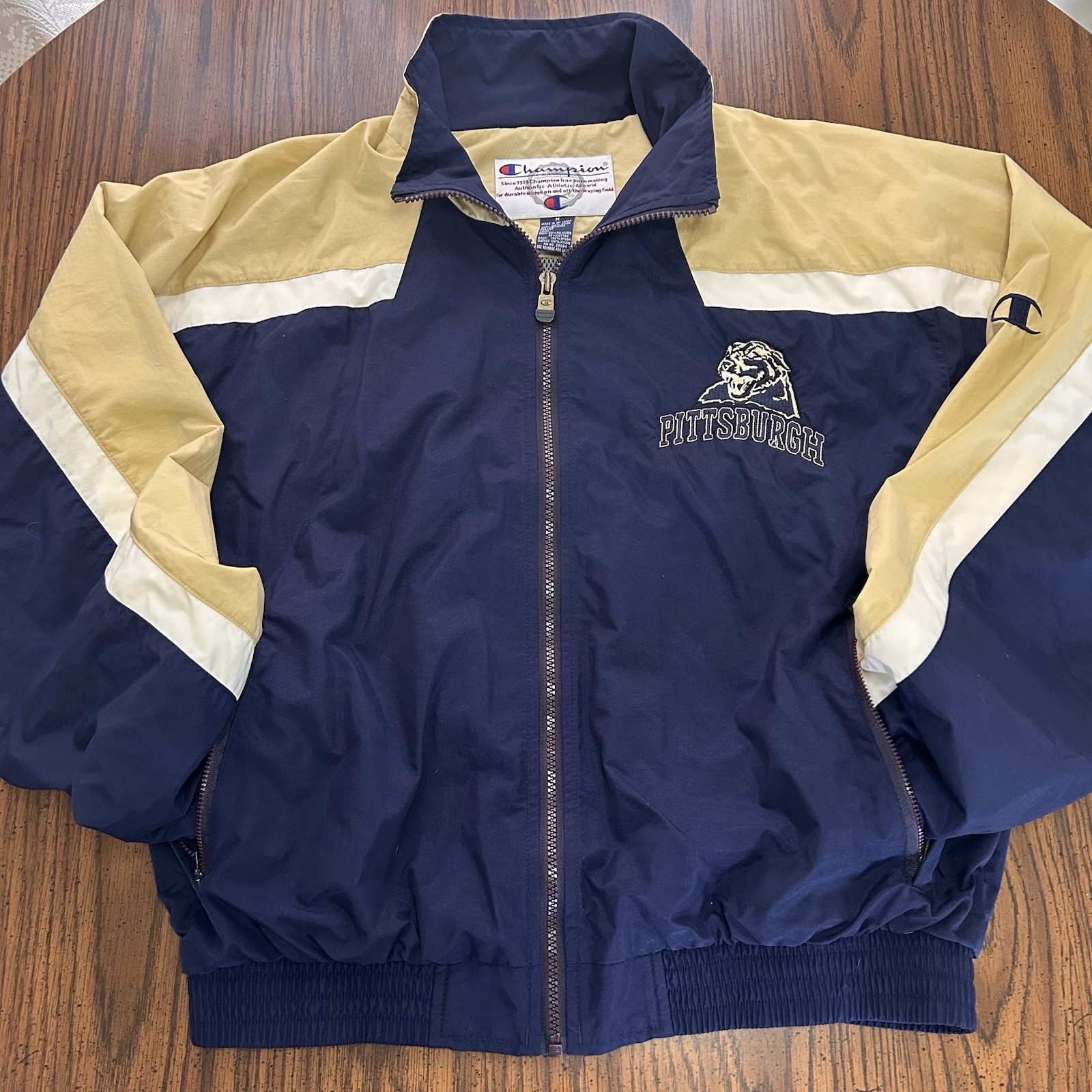Vintage 90s Champion University of Pittsburgh Pitt Panthers Jacket Sz Med NCAA