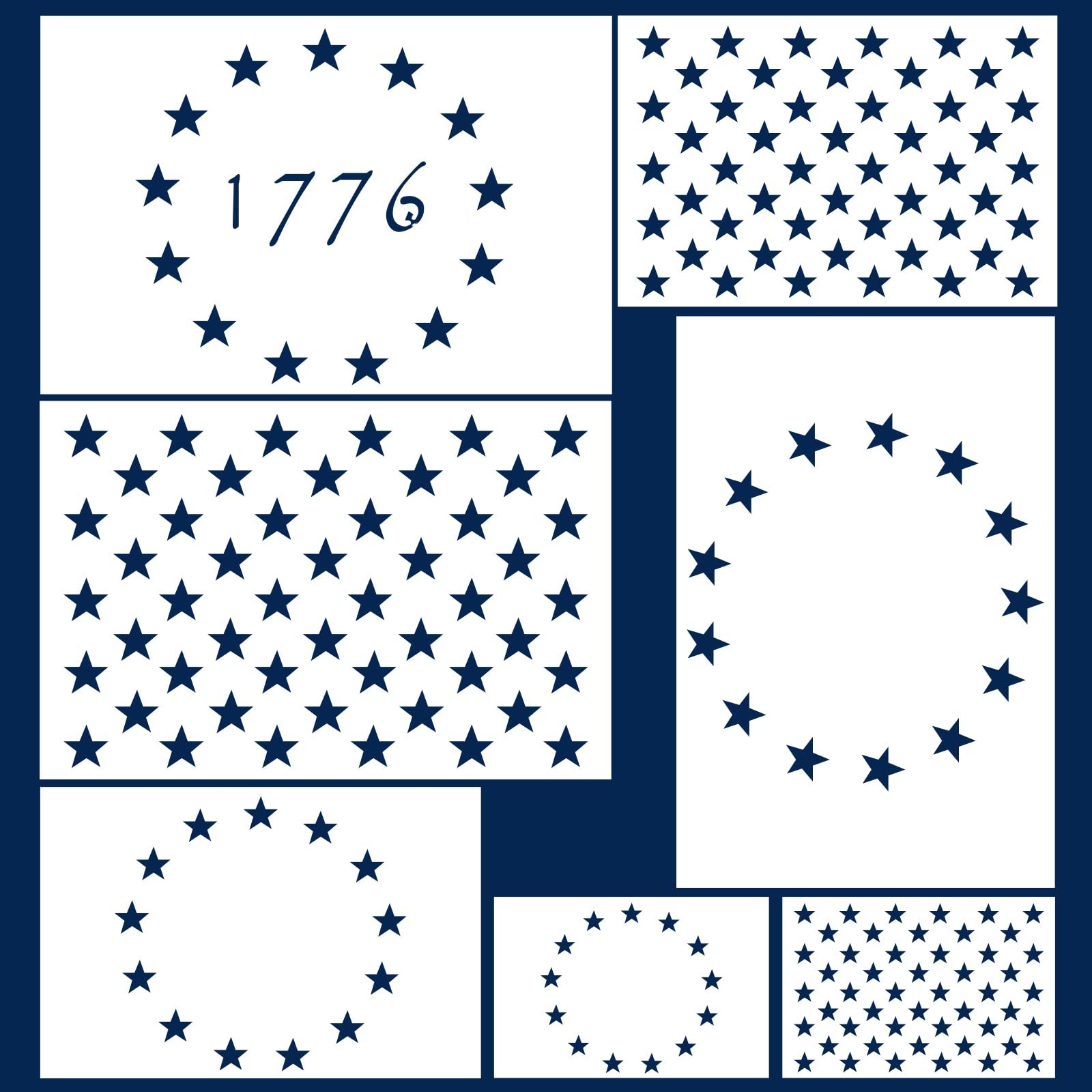 American Flag Stencil 50 Star 13 Stars 1776 for DIY Crafts Patriotic