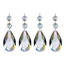 4X 76mm Glass Crystal Prism Tear Drop Pendant DIY Chandelier Decoration