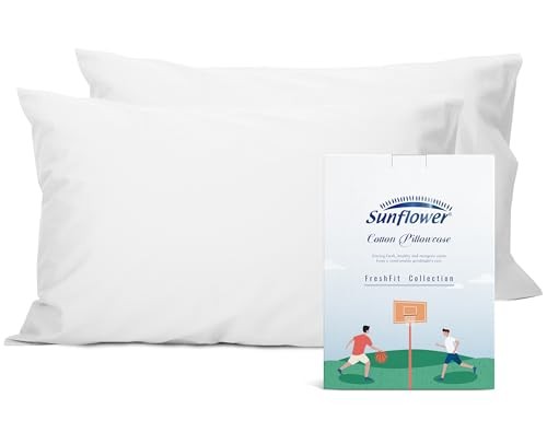  King Pillowcases Set of 2, 100% Cotton King Pillow King (20"x40") Bright White