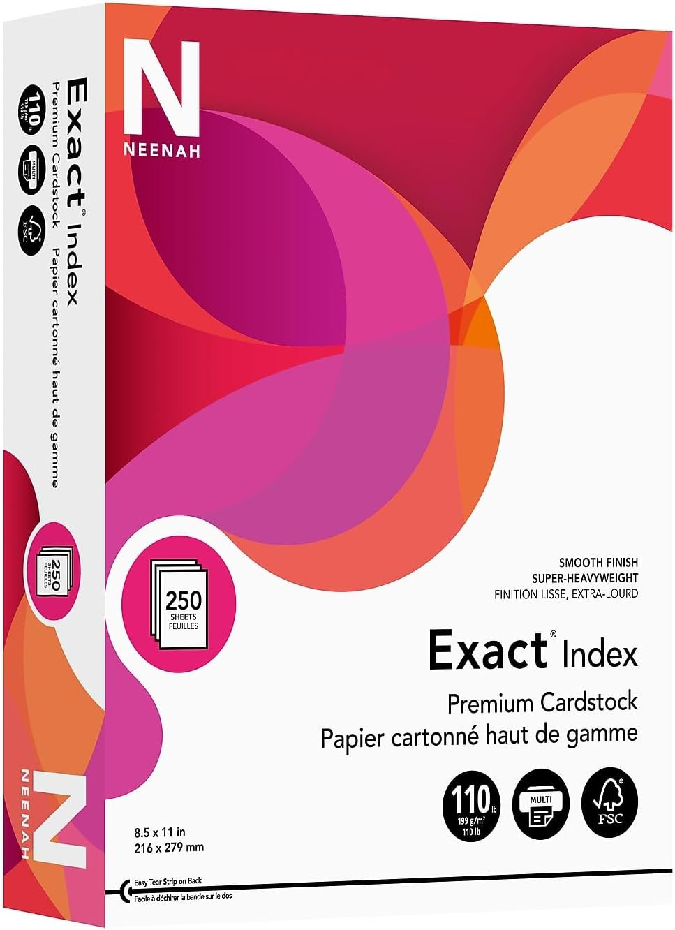 Wausau Exact Index Cardstock, 92 Brightness, 110 Lb, 8.5 X 11 Inches, White, 250