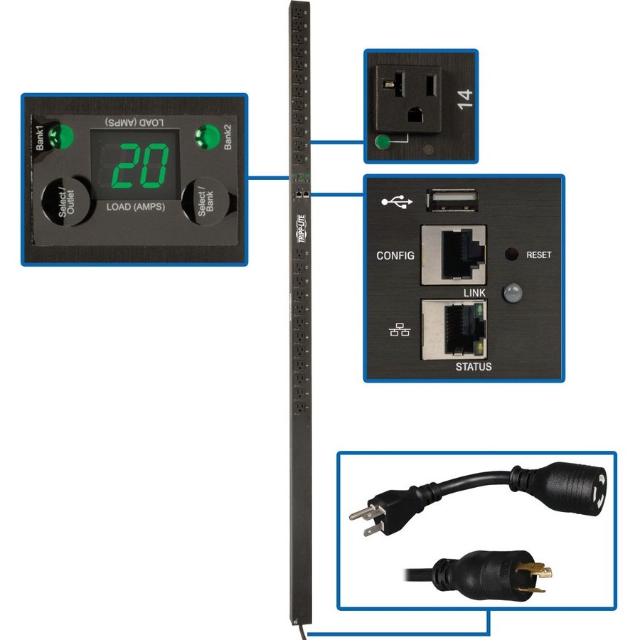 Tripp Lite 1.9kW Single-Phase Switched PDU LX Platform Outlet Monitoring 120V