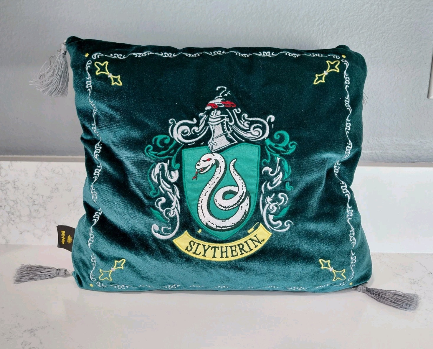 Harry Potter Slytherin House Plush Velvet Throw Pillow | The Noble Collection