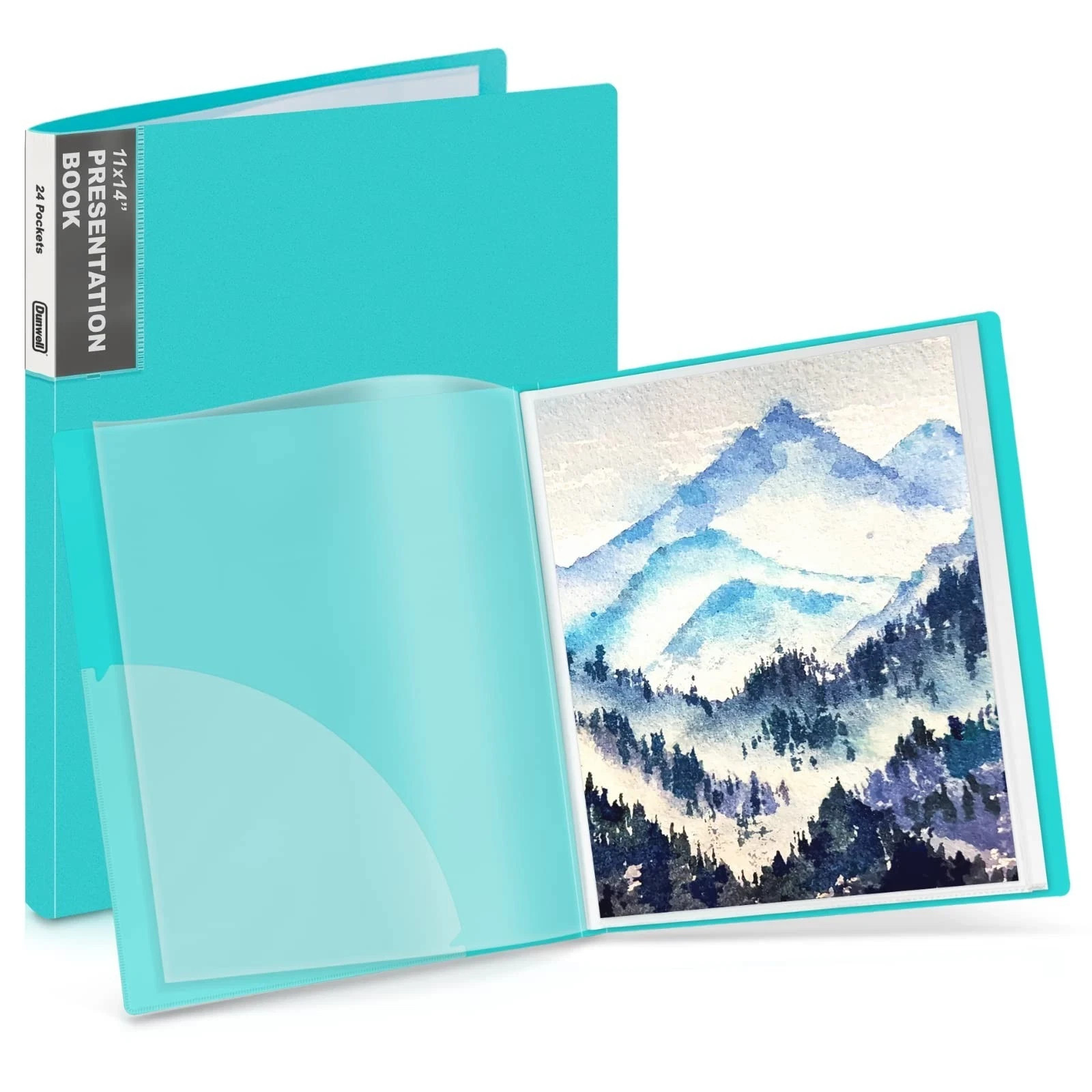 Dunwell 11x14 Art Portfolio Folder (Aqua), Presentation Binder with 24 Pocket...