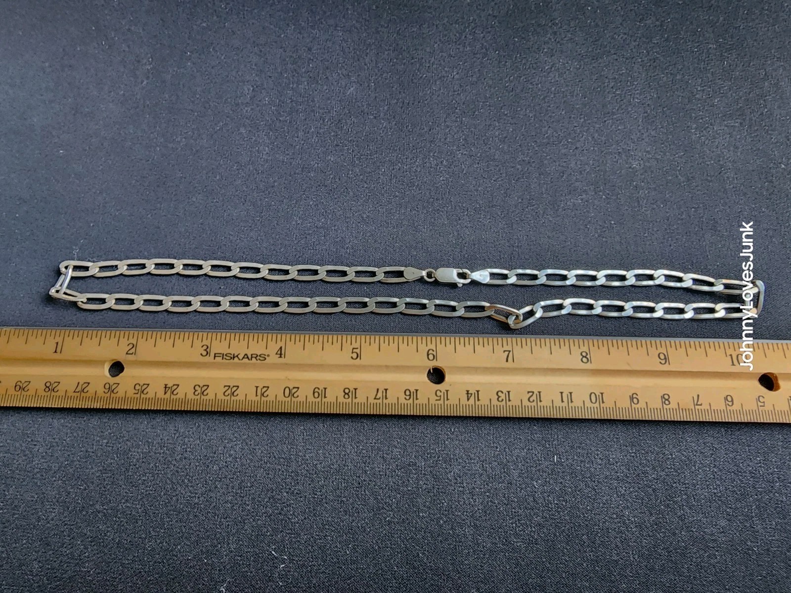 Vintage Sterling Silver Square Flat Link Style Necklace Marked/Tested+