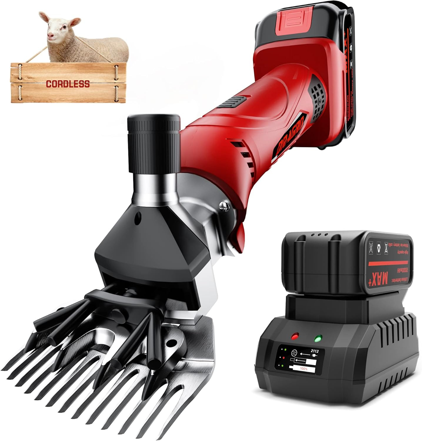 Cordless Electric Professional Sheep Shears, Sheep Clippers with 2 PCS Rechargea