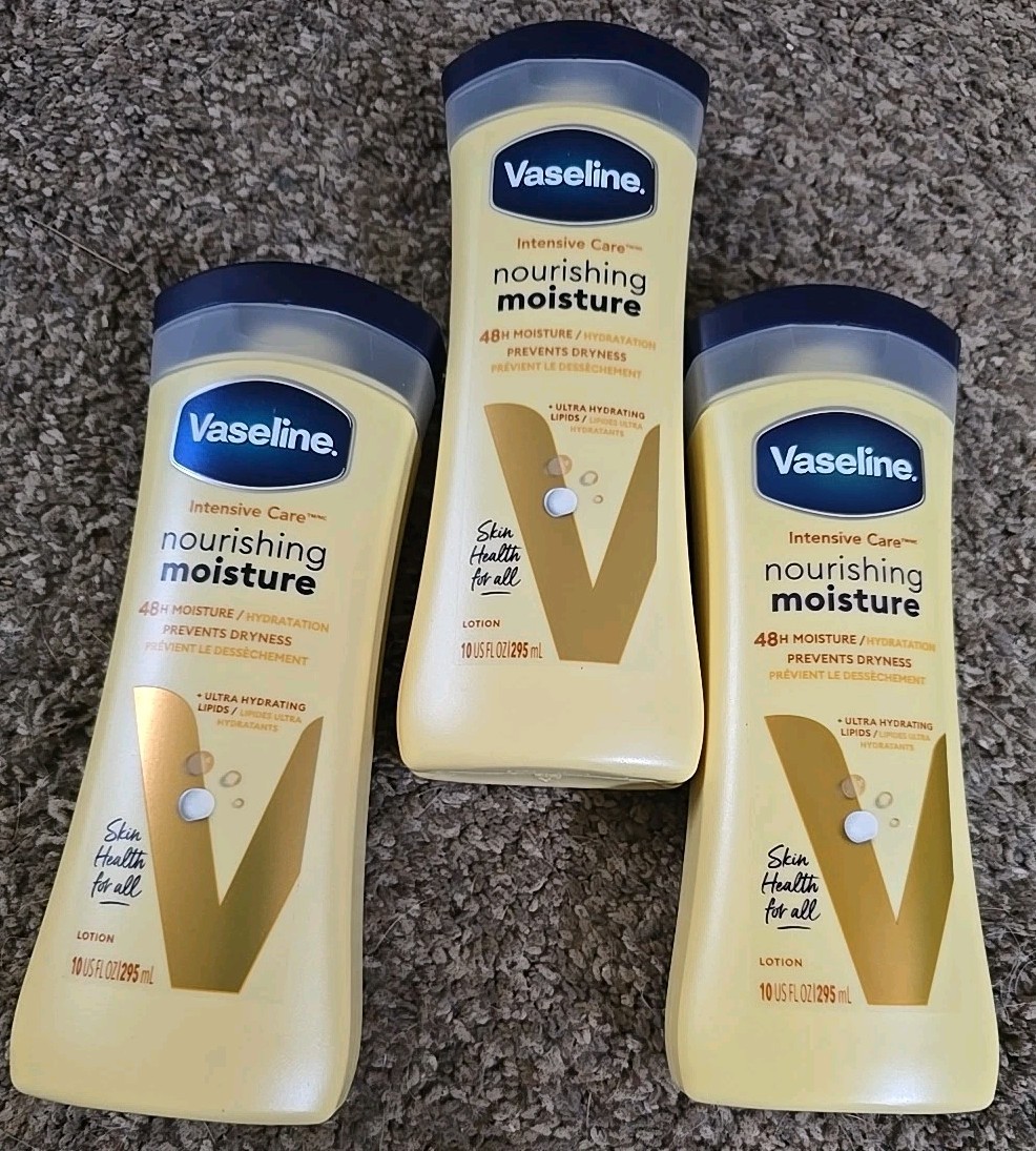 3-Pack New Vaseline Intensive Care Nourishing Moisture Body Lotion for Dry Skin